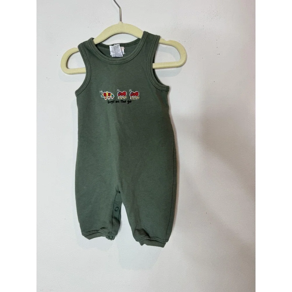 Carter's Romper Baby Boys 0-3‎ Months Green Bugs On The Go One Piece Vintage